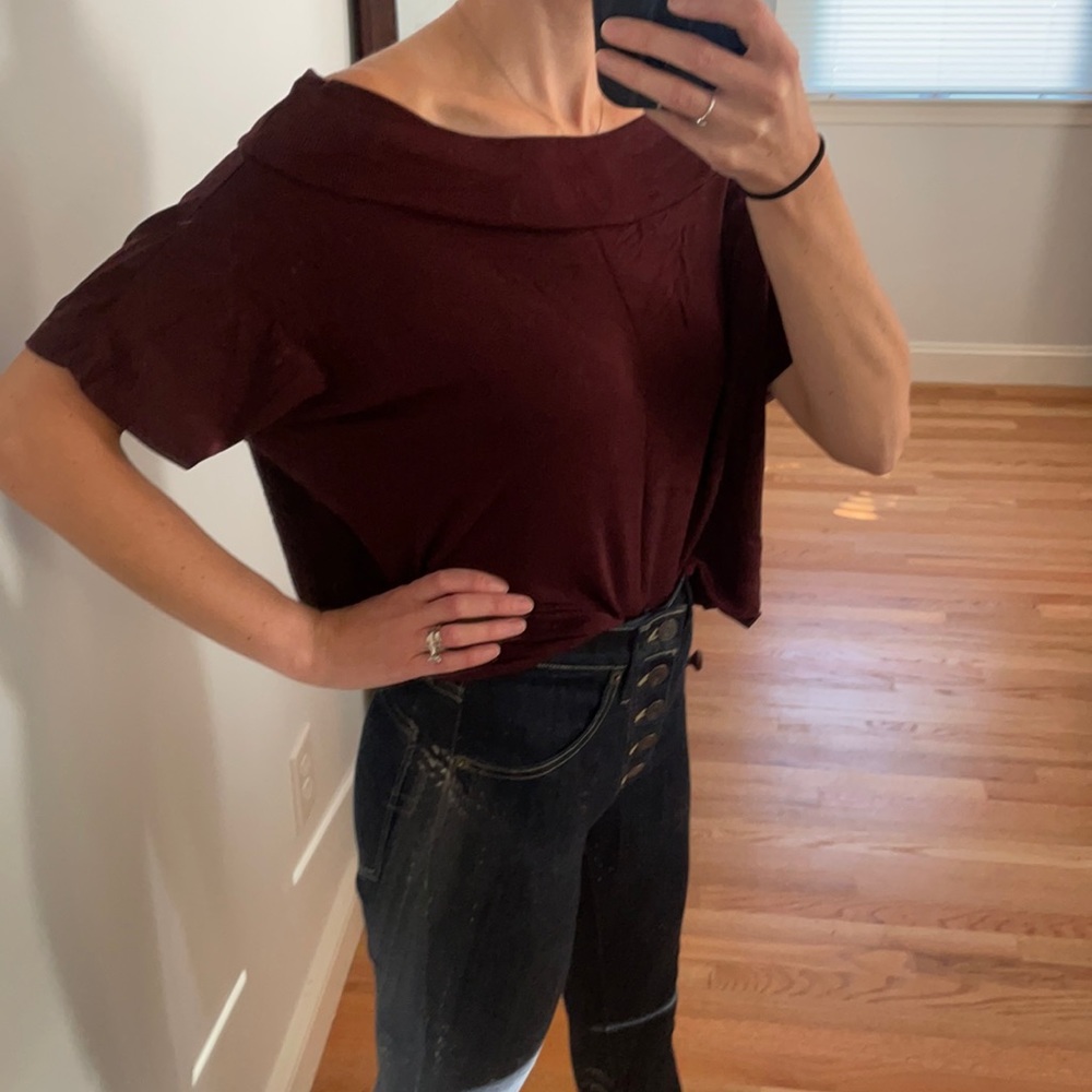 Loft Dark Maroonish Crop Top